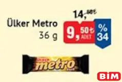 ÜLKER METRO ÇİKOLATA 36 GR ÜLKER METRO ÇİKOLATA 36 GR